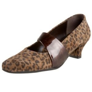 BeautiFeel Mallory Pump Leopard Animal Print Suede Patent Leather Heels 39